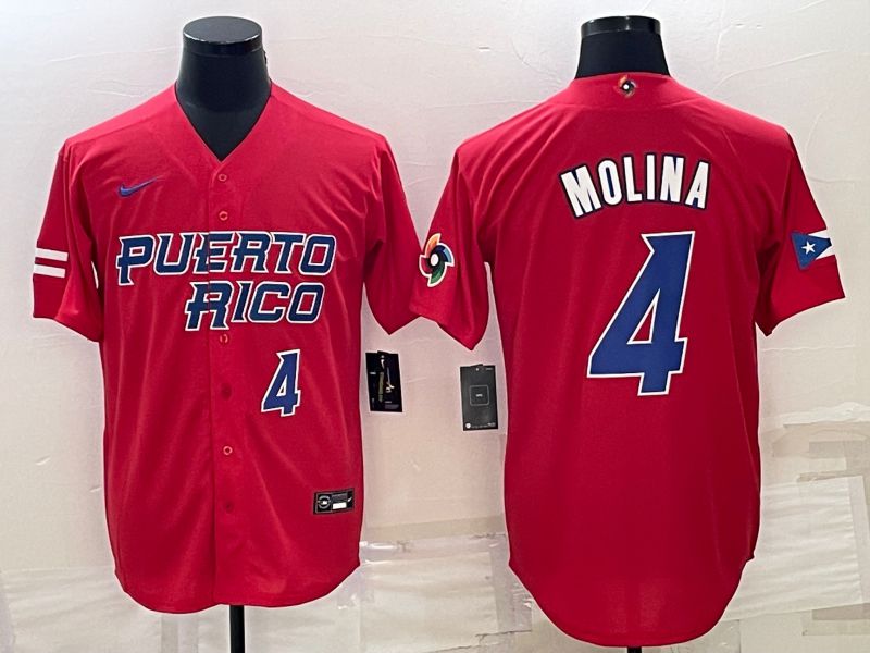 Men 2023 World Cub #4 Molina Red Nike MLB Jersey4